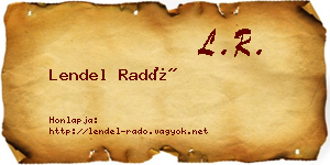 Lendel Radó névjegykártya